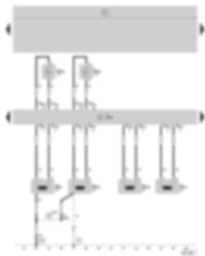 Wiring Diagram  SKODA OCTAVIA II 2004 - Airbag control unit - head airbag igniter - rear belt tensioner igniter - rear side airbag crash sensor