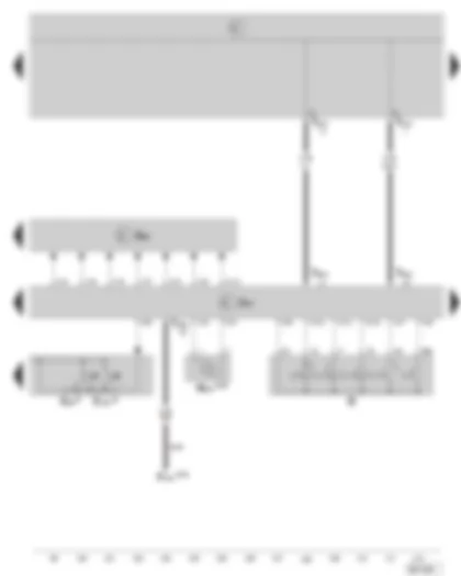 Wiring Diagram  SKODA OCTAVIA II 2005 - Steering column electronics control unit - ignition starter switch - multi-function display call-up button - steering angle sender - ignition key withdrawal lock solenoid
