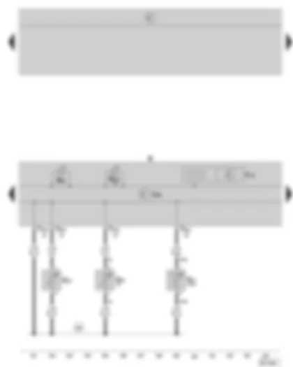 Wiring Diagram  SKODA OCTAVIA II 2005 - Dash panel insert - warning lamps - multi-function display (MFD) - coolant shortage indicator sender - windscreen washer fluid level sender - ambient temperature sensor