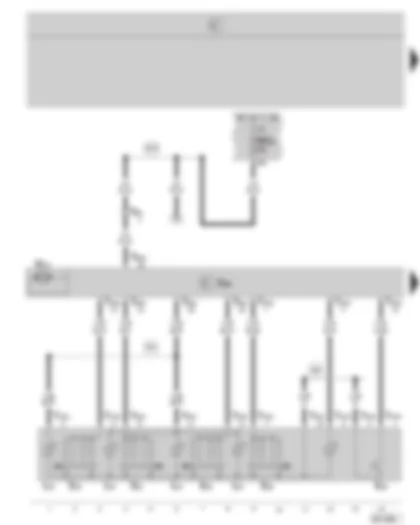 Wiring Diagram  SKODA OCTAVIA II 2007 - Door control unit - driver side - central switch for window regulators - window regulator motor - driver side - fuse holder