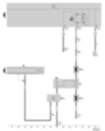 Wiring Diagram  SKODA OCTAVIA II 2008 - Radio - radio aerial 2 - aerial module - frequency filter for frequency modulation (FM) - heated rear window - (optional equipment for tailgate vehicles)