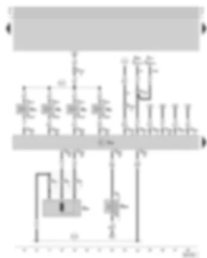 Wiring Diagram  SKODA OCTAVIA 1998 - Motronic control unit - injection valves - engine speed sender - camshaft timing adjustment valve