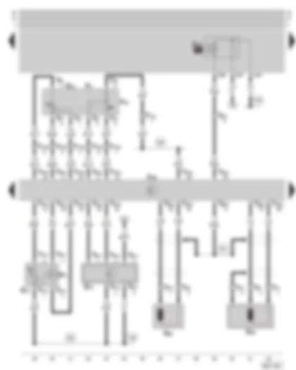 Wiring Diagram  SKODA OCTAVIA 1997 - Diesel direct injection system control unit - engine speed sender - air mass meter - intake manifold pressure sender and intake manifold temperature sender - diesel direct injection system relay