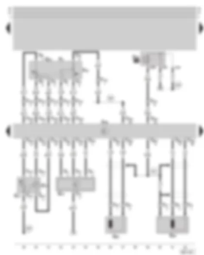 Wiring Diagram  SKODA OCTAVIA 1999 - Diesel direct injection system control unit - engine speed sender - air mass meter - intake manifold pressure sender and intake manifold temperature sender - diesel direct injection system relay