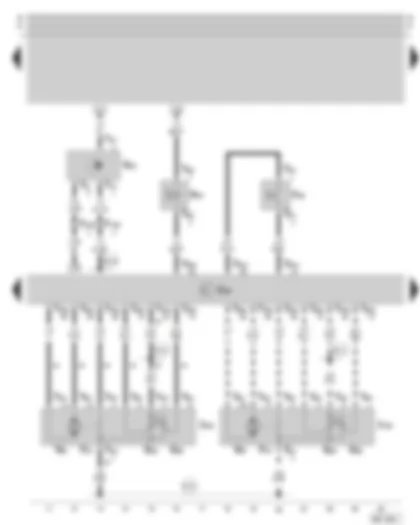 Электросхемa  SKODA OCTAVIA 2008 - блок управления Motronic - блок управления дроссельной заслонки - датчик спидометра - датчик давления усилителя рулевого управления - электромагнитный клапан ограничения давления нагнетания воздуха