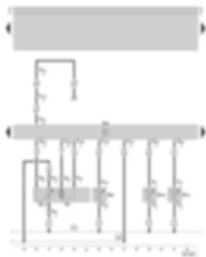 Электросхемa  SKODA OCTAVIA 2008 - блок управления системы климат-контроль - регулятор ограничительной заслонки - датчик температуры в канале всасывания свежего воздуха - датчик температуры воздуха - поступаемого в пространство у ног - датчик температуры воздуха - поступаемого в середину