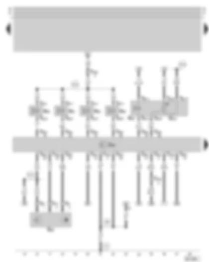Wiring Diagram  SKODA OCTAVIA 2002 - Motronic control unit - injection valves - engine speed sender - exhaust gas recirculation valve - exhaust gas recirculation potentiometer