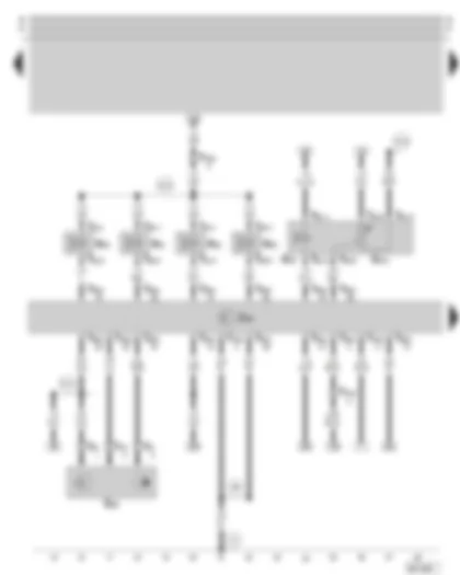 Wiring Diagram  SKODA OCTAVIA 2006 - Motronic control unit - injection valves - engine speed sender - exhaust gas recirculation valve - exhaust gas recirculation potentiometer