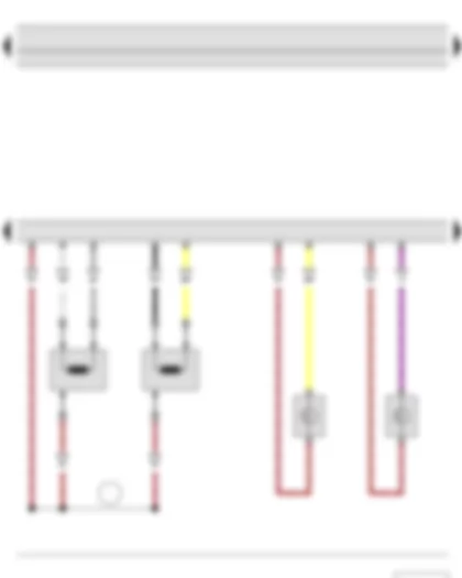 Wiring Diagram  SKODA ROOMSTER 2014 - Side airbag crash sensor on driver side - Side airbag crash sensor on front passenger side - Airbag control unit - Side airbag igniter on driver side - Side airbag igniter on front passenger side