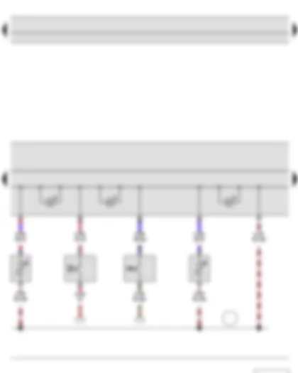 Электросхемa  SKODA ROOMSTER 2011 - Концевой выключатель стояночного тормоза - Датчик предупреждения о недостаточном уровне тормозной жидкости - Датчик сигнализатора низкого уровня охлаждающей жидкости - Датчик уровня жидкости в бачке омывателя - Комбинация приборов