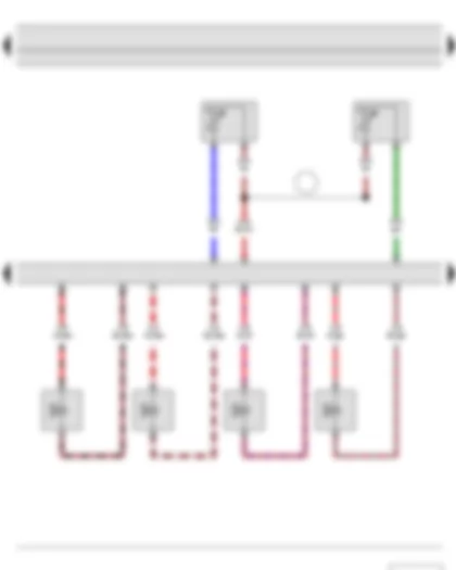Wiring Diagram  SKODA ROOMSTER 2015 - Coolant temperature sender - Fuel temperature sender - Engine control unit - Injector - cylinder 1 - Injector - cylinder 2 - Injector - cylinder 3 - Injector - cylinder 4