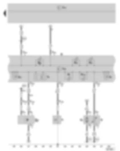 Электросхемa  SKODA ROOMSTER 2008 - панель приборов - блок управления в панели приборов - сигнализаторы - выключатель-датчик падения давления масла с гидроприводом - датчик запаса топлива - топливный насос - датчик спидометра - указатель запаса топлива - спидометр - счетчик пройденного пути