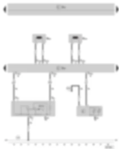 Wiring Diagram  SKODA SUPERB II 2012 - Airbag control unit - belt tensioner igniter 1 - driver side - belt tensioner igniter 1 - front passenger side - airbag disabling key switch of the front passenger side - airbag warning light off - front passenger side