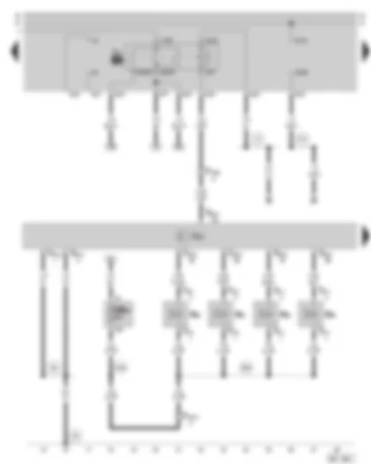 Wiring Diagram  SKODA SUPERB 2003 - Motronic control unit - fuel pump relay - injection valves - fuse holder