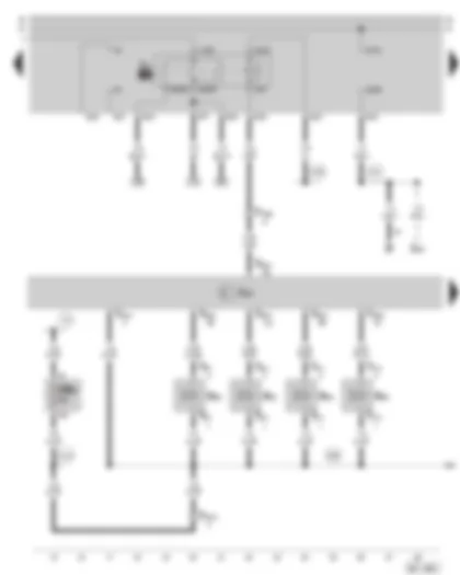 Wiring Diagram  SKODA SUPERB 2003 - Motronic control unit - fuel pump relay - injection valves - fuse holder
