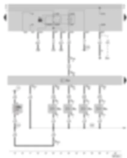 Wiring Diagram  SKODA SUPERB 2005 - Motronic control unit - fuel pump relay - injection valves - fuse holder