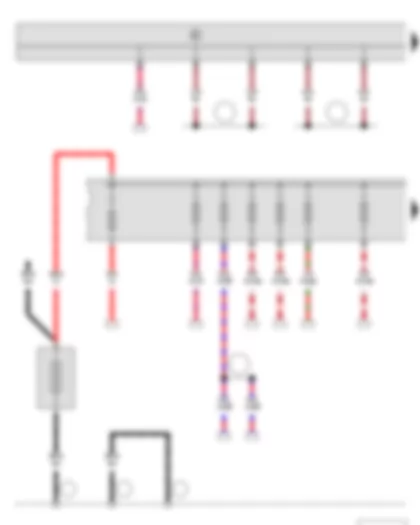 Wiring Diagram  SKODA YETI 2010 - Battery - Fuse holder A - Fuse holder B