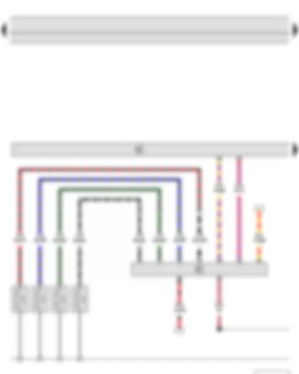 Wiring Diagram  SKODA YETI 2010 - Automatic glow period control unit - Engine control unit - Glow plug 1 - Glow plug 2 - Glow plug 3 - Glow plug 4