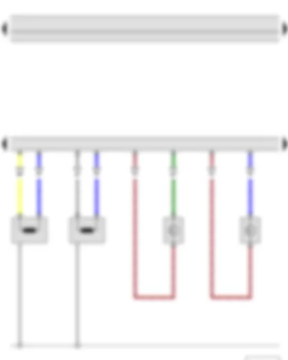 Wiring Diagram  SKODA YETI 2011 - Rear side airbag crash sensor on driver side - Rear side airbag crash sensor on front passenger side - Airbag control unit - Driver side curtain airbag igniter - Front passenger side curtain airbag igniter