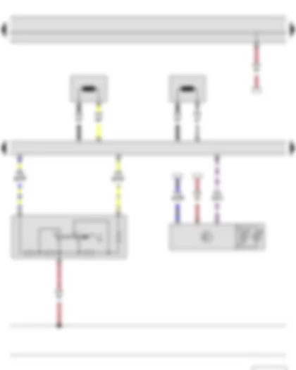Wiring Diagram  SKODA YETI 2012 - Key operated switch to deactivate front passenger side airbag - Airbag control unit - Front passenger side airbag deactivated warning lamp - Driver seat belt tensioner igniter 1 - Front passenger seat belt tensioner igniter 1