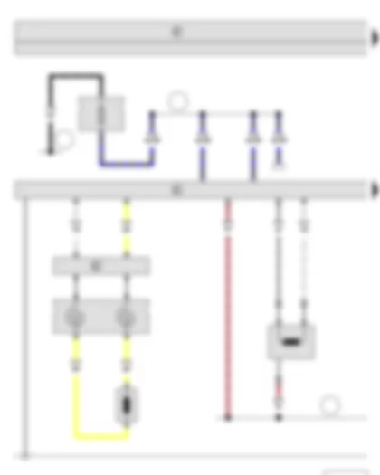 Wiring Diagram  SKODA YETI 2013 - Coil connector - Airbag control unit - Steering column electronics control unit - Driver side airbag igniter - Front passenger side airbag igniter 1 - Fuse holder C