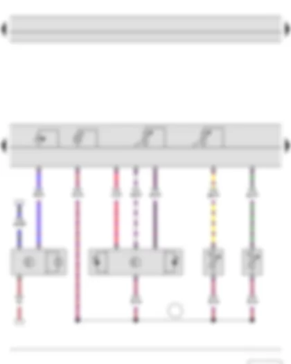 Wiring Diagram  SKODA YETI 2013 - High-pressure sender - Sunlight penetration photosensor - Left vent temperature sender - Right vent temperature sender - Climatronic control unit