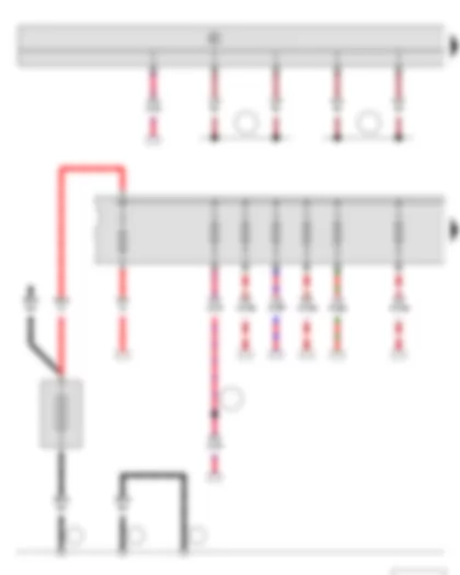 Wiring Diagram  SKODA YETI 2012 - Battery - Fuse holder A - Fuse holder B
