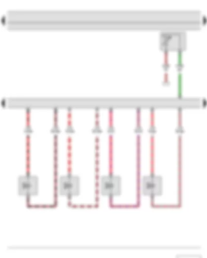Wiring Diagram  SKODA YETI 2014 - Fuel temperature sender - Engine control unit - Injector - cylinder 1 - Injector - cylinder 2 - Injector - cylinder 3 - Injector - cylinder 4