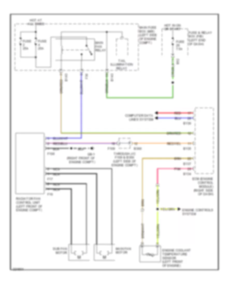 Электросхема системы охлаждения для Subaru Tribeca Touring 2010