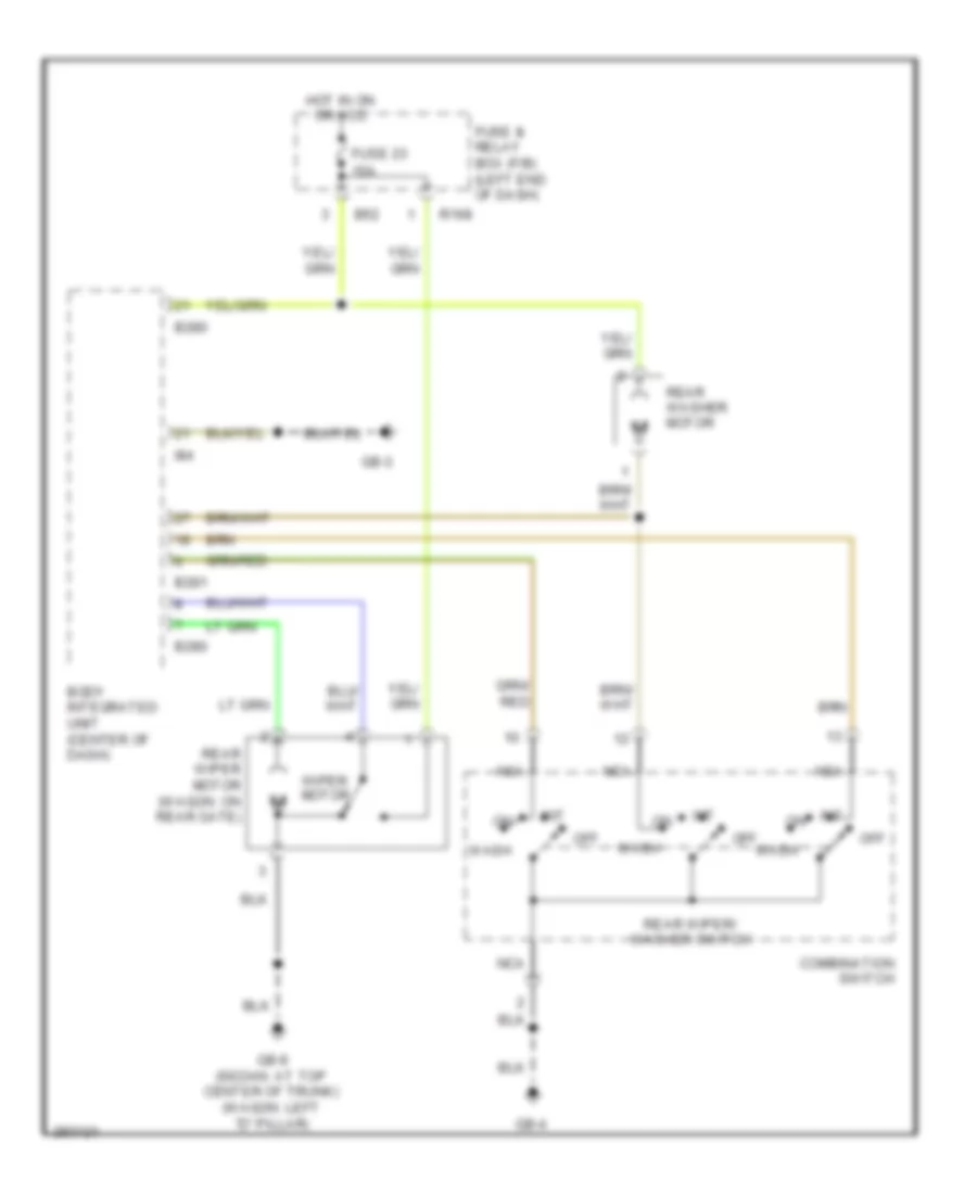 Электросхема заднего стеклоочистителя и омывателя стекла для Subaru Legacy GT spec.B 2008