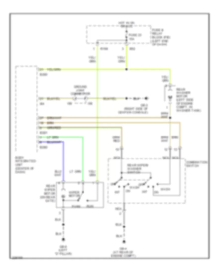 Электросхема заднего стеклоочистителя и омывателя стекла для Subaru Legacy GT Limited 2006