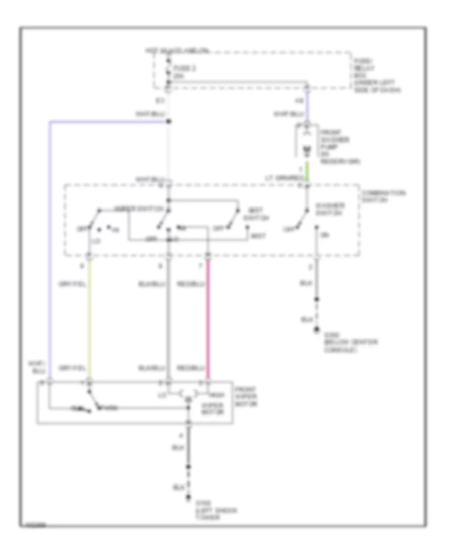 2 Speed Front Wiper Washer Wiring Diagram for Subaru Impreza 1993