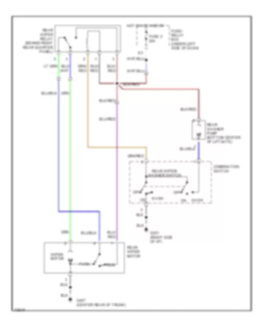 Rear WiperWasher Wiring Diagram for Subaru Impreza 1993