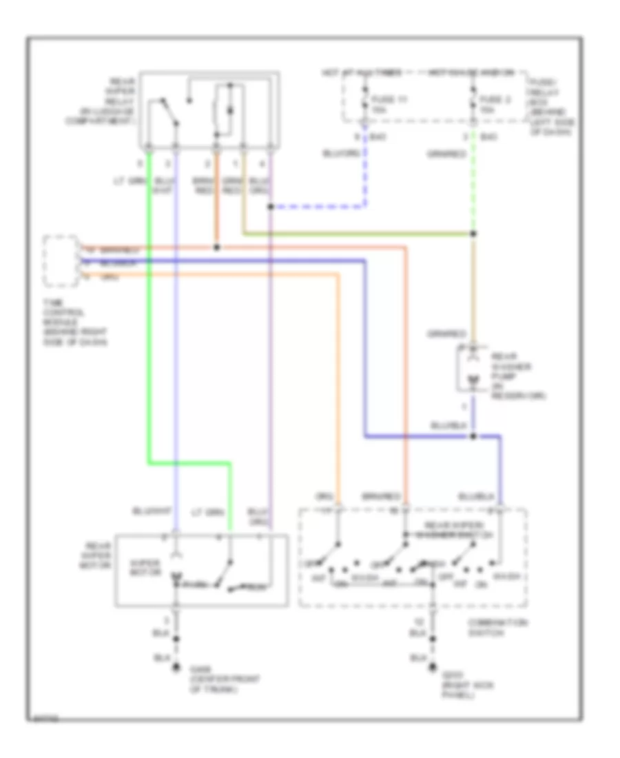 Rear Wiper Washer Wiring Diagram for Subaru SVX L 1995