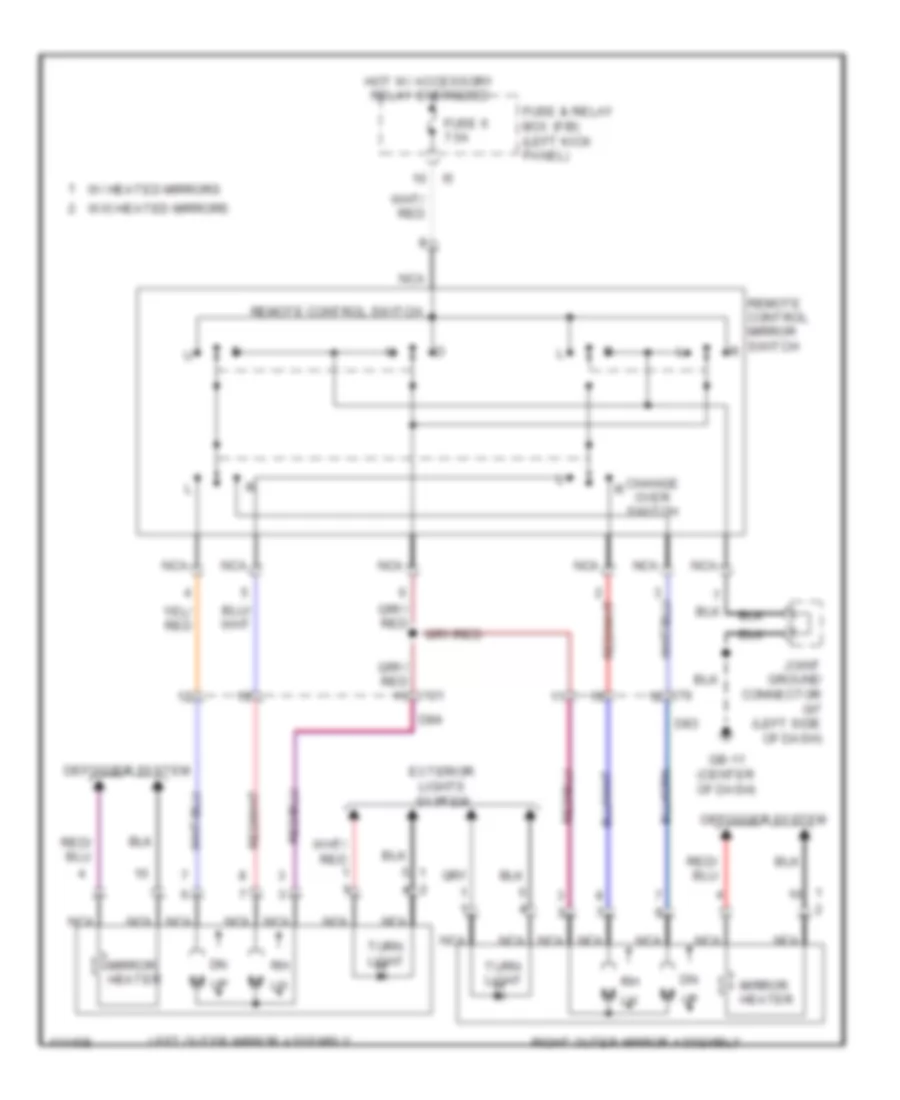 Power Mirror Wiring Diagram, without Retractable Outer Mirror for Subaru Forester X 2013