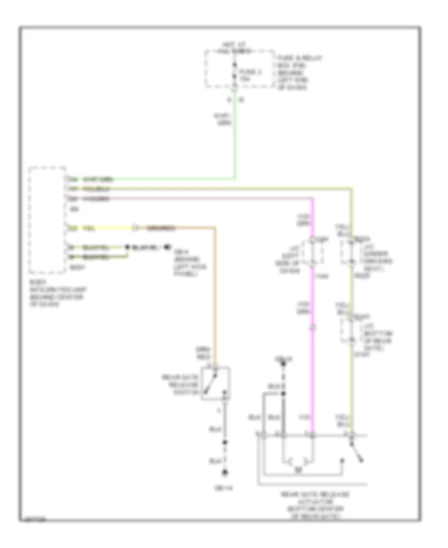 Trunk Tailgate Fuel Door Wiring Diagram for Subaru B9 Tribeca Limited 2007