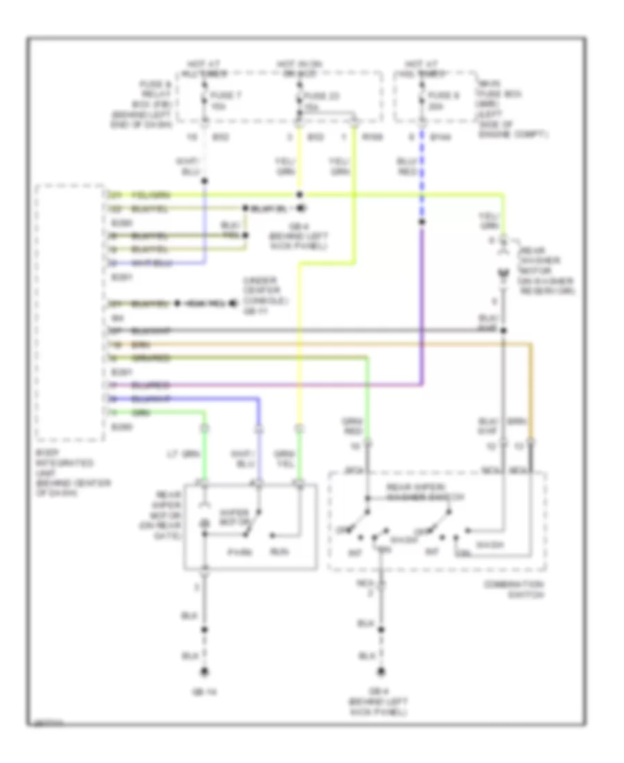 Rear Wiper Washer Wiring Diagram for Subaru B9 Tribeca Limited 2007