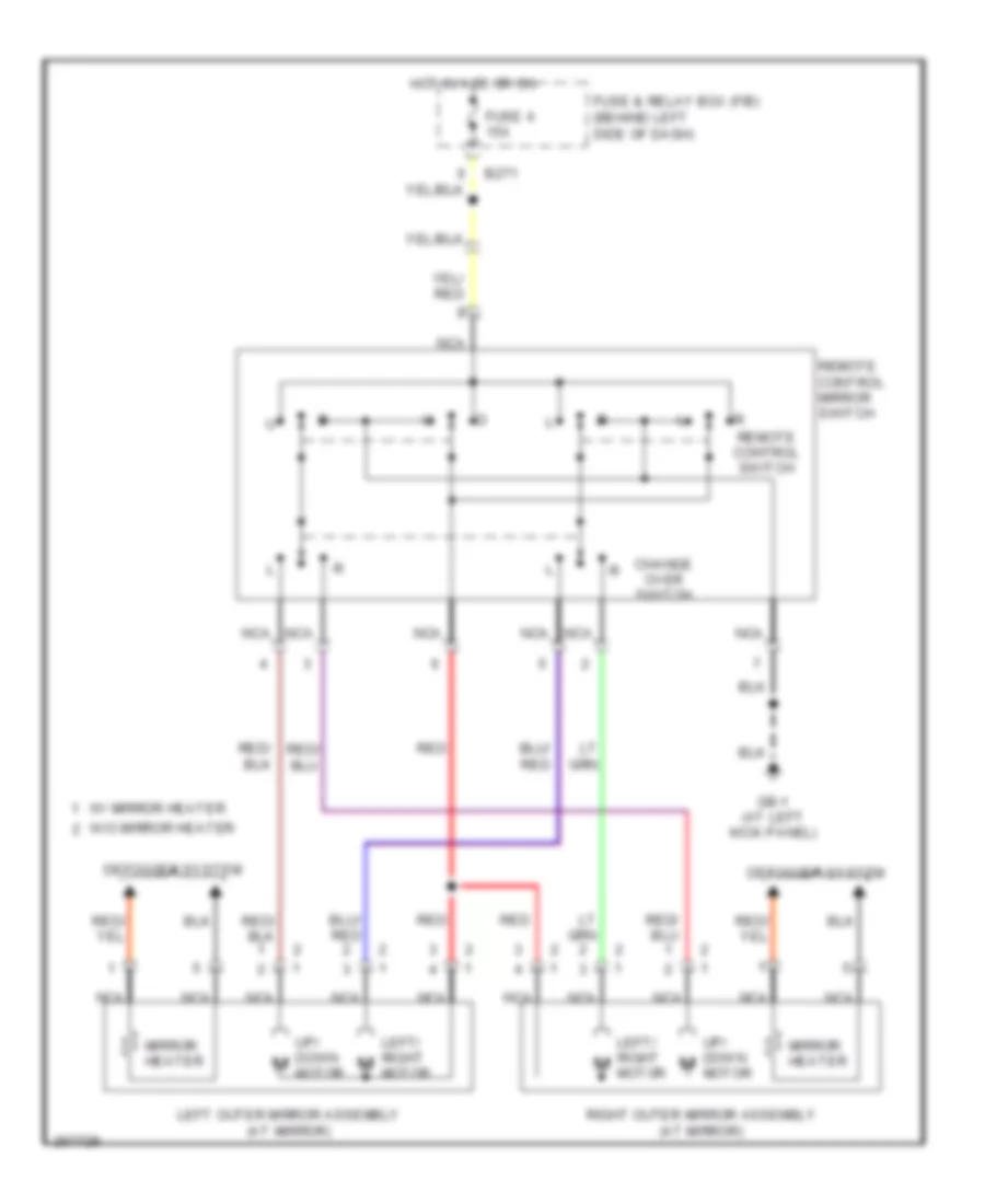 Power Mirror Wiring Diagram, without Outer Mirror Turn Signal Light for Subaru Forester X 2007