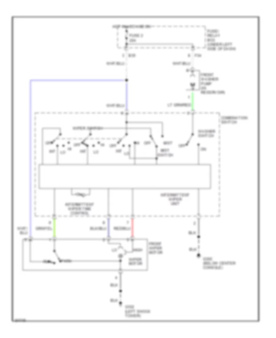Электросхема стеклоочистителя, дворников и омывателя Интервала для Subaru Impreza Outback 1996