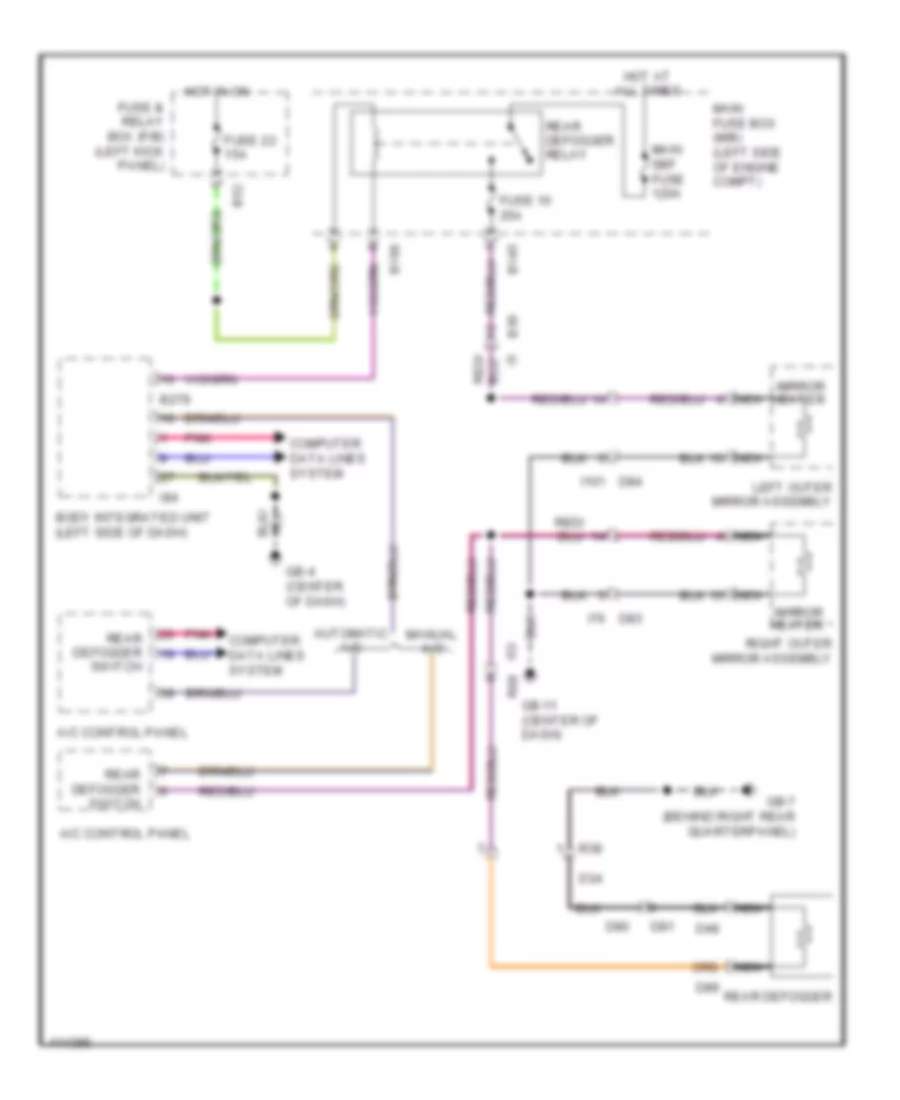 Mirror Heater  Rear Defogger Wiring Diagram for Subaru Forester XT Premium 2013