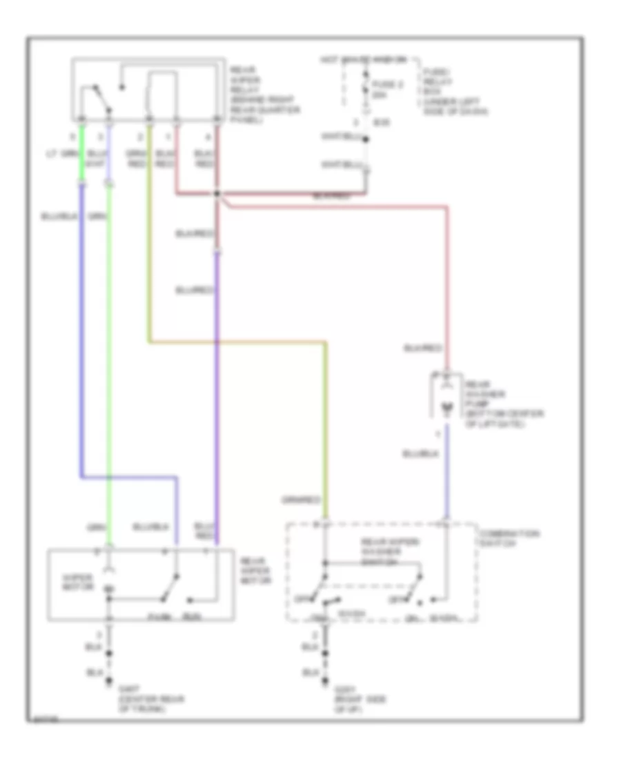 Электросхема заднего стеклоочистителя дворника и омывателя для Subaru Impreza 1995