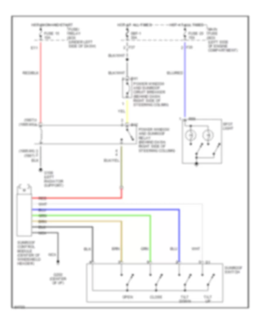 Sunroof Wiring Diagram for Subaru Legacy L 1996