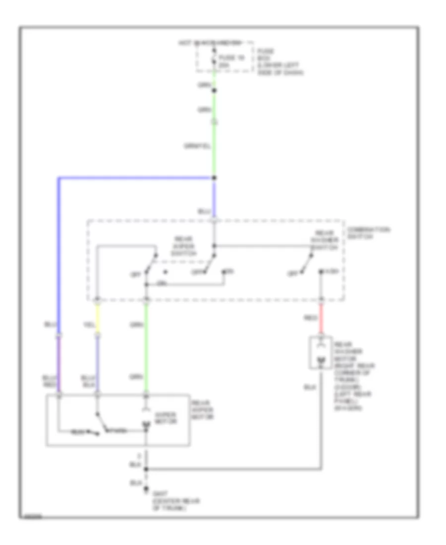 Электросхема заднего стеклоочистителя дворника и омывателя для Subaru Loyale 1992