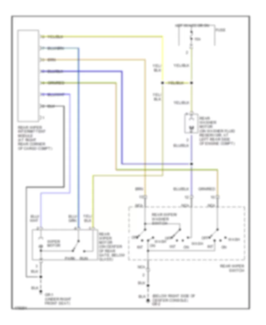 Электросхема заднего стеклоочистителя и омывателя стекла для Subaru Forester X 2003