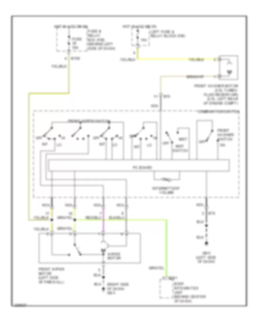 Электросхема передних стеклоочистителей дворников и омывателя лобового стекла для Subaru Forester XT Premium 2010