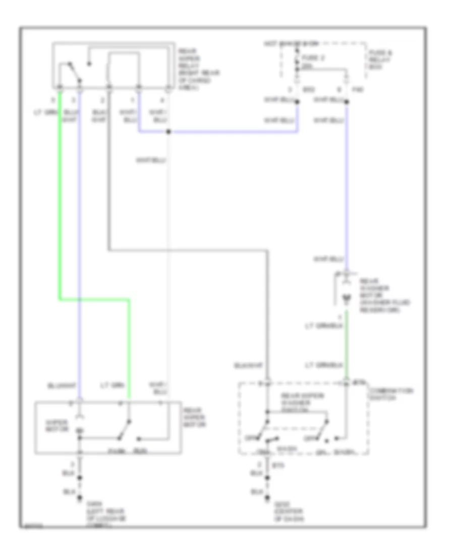Электросхема заднего стеклоочистителя дворника и омывателя для Subaru Legacy 1995