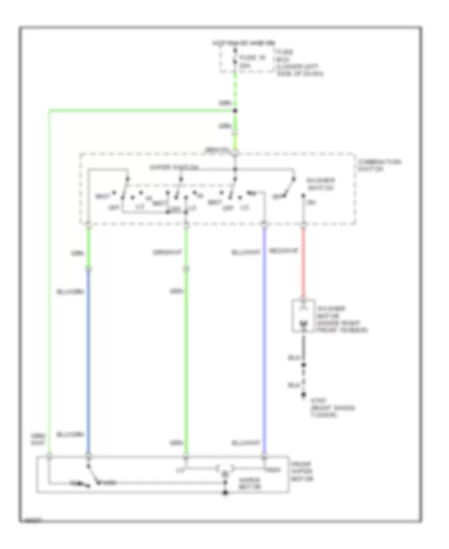 Электросхема стеклоочистителя, дворников и омывателя С 2 скоростями для Subaru Loyale 1990