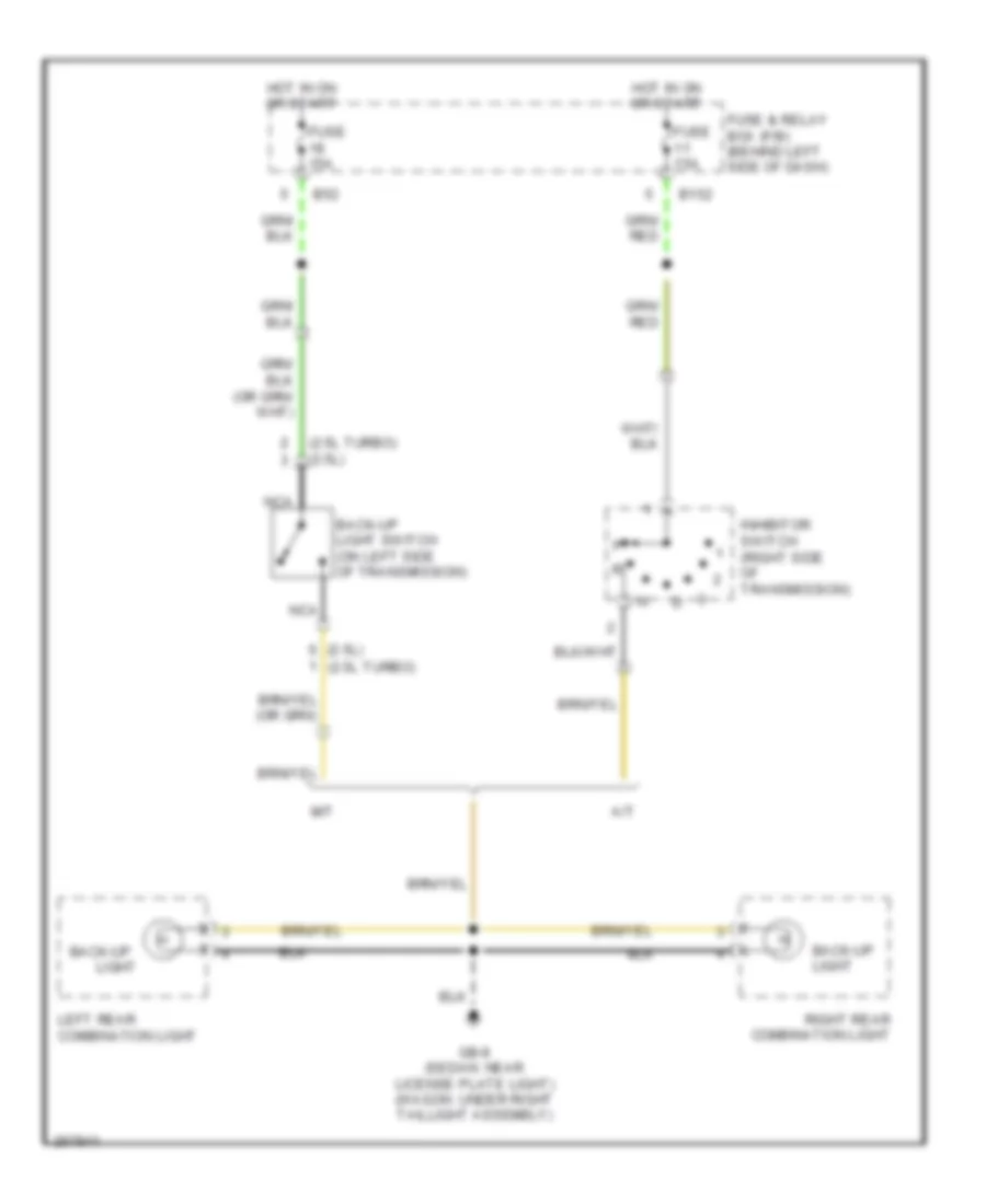 Back up Lamps Wiring Diagram for Subaru Impreza WRX TR 2007