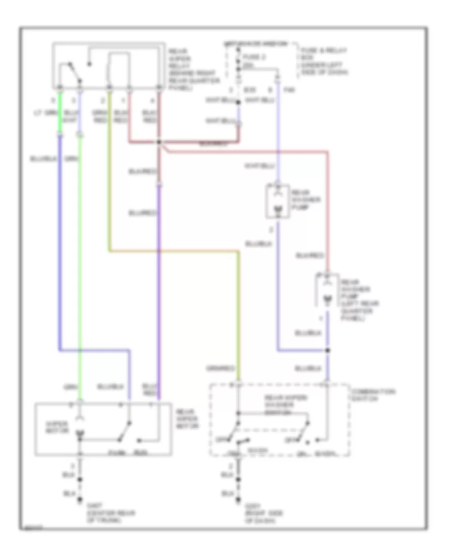 Электросхема заднего стеклоочистителя и омывателя стекла для Subaru Impreza Brighton 1997