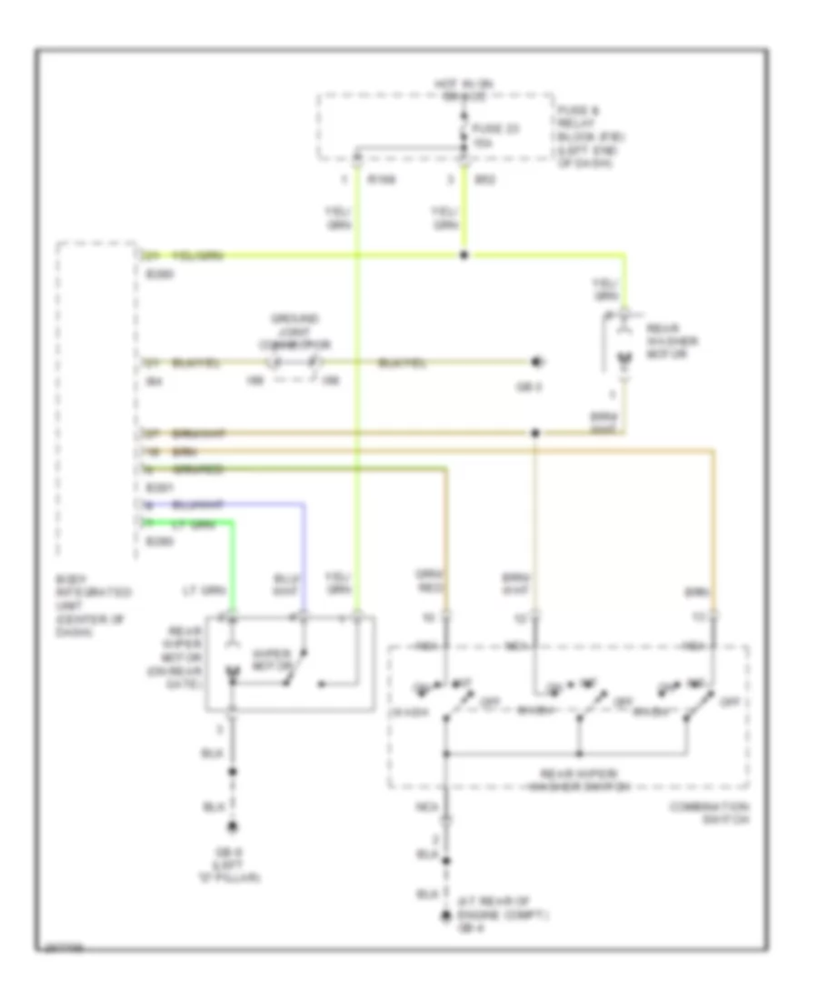 Rear Washer Wiper Wiring Diagram for Subaru Legacy GT Limited 2007